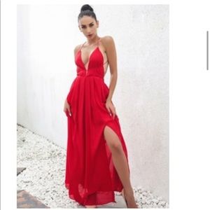 Red maxi dress